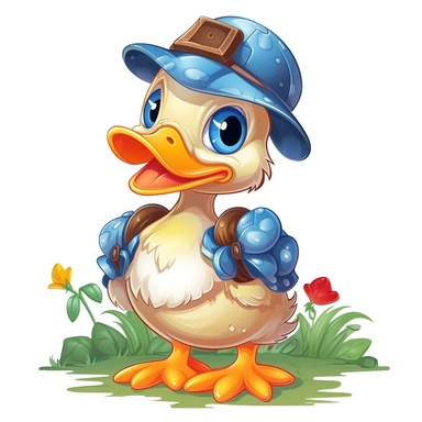 cute fairy tale farm Duck, clipart, white background