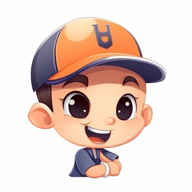 fantasy happy cute baseball player mamal face, cartoon, clipart, mascot, isolated on white background