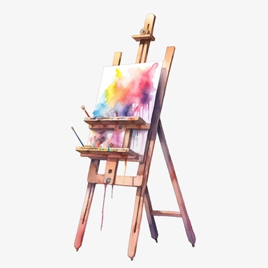 watercolour art easel pastel hd clipart white background