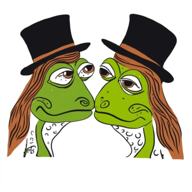 two Jewish frog faces about to kiss cartoon clipart