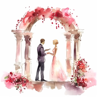 watercolor clipart of a wedding ceremony
