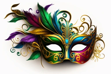 mardi gras mask colorful clipart white background