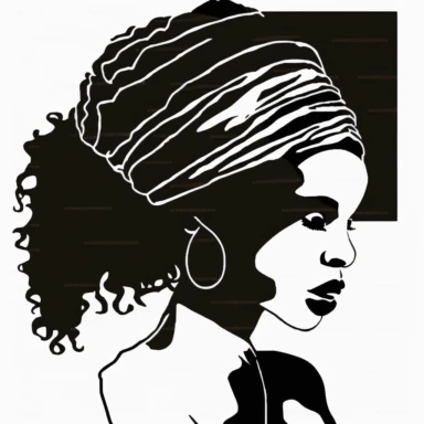 clipart, vector, nubian queen, head wrap scarf, sillhouette