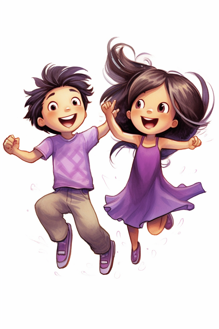 Little Girl With Boy Boy With Balck Hair Girl With Brown Hair Tan 