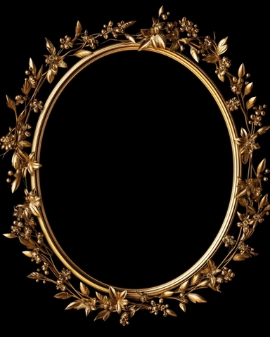 gold line art floral oval frame hd clipart white background