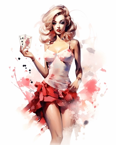 watercolour casino pin up pretty lady hd clipart white background