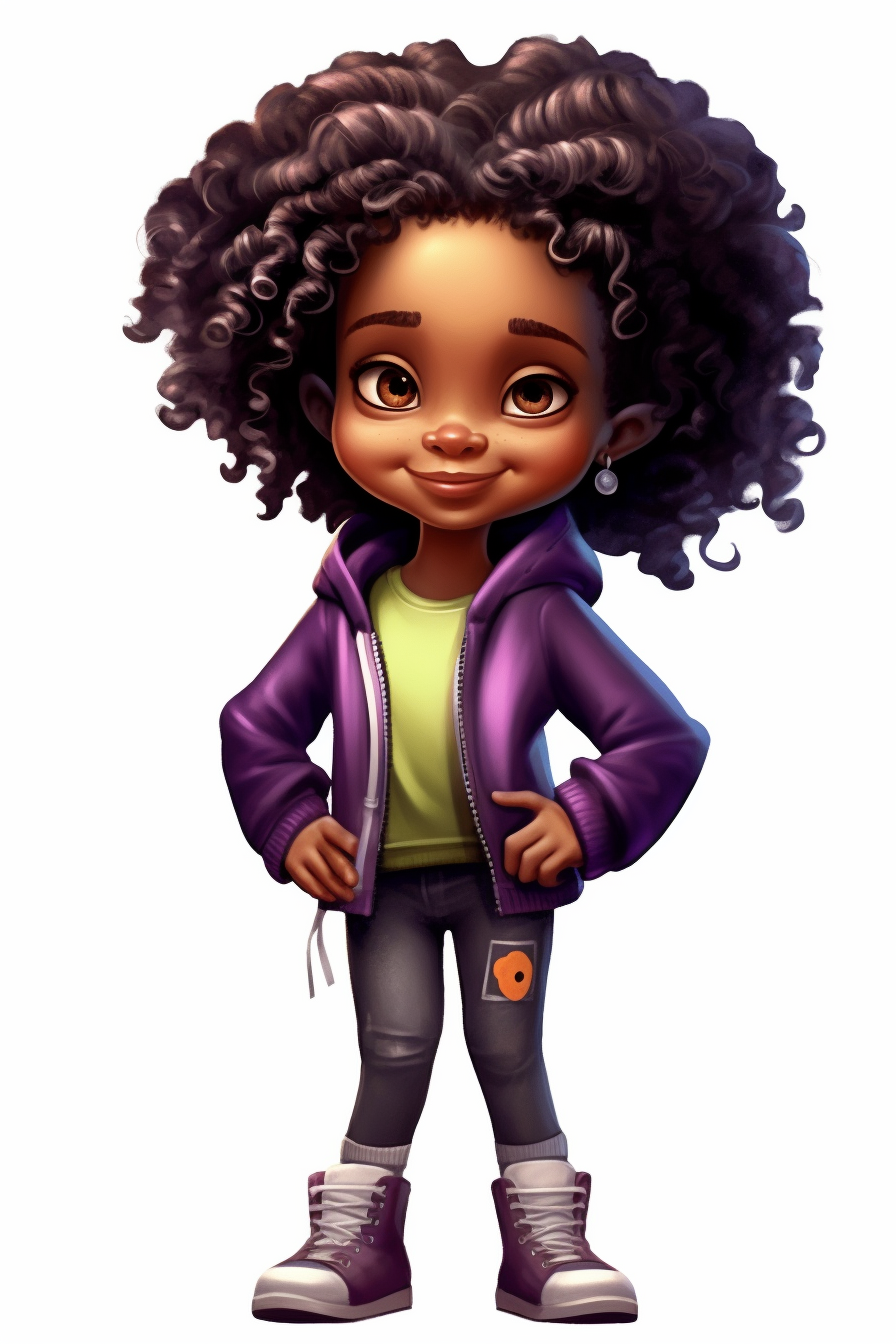 3d style, 4 year old cartoon Pretty children, cute cartoon black girl ...