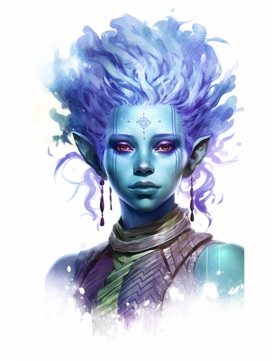 avatar character,blue and purple, clipart png, realistic, digital painting, WHITE BACKGROUND, fantasy style, realistic, painting, watercolor, 8k, ultra details,