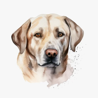 a Labrador Retriever dog, head shot, high quality, 4K, watercolor, clipart, white background