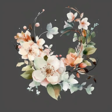 realistic watercolor weaths and branches and flower of june, clipart , art contest winner , masterpiece