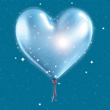 one heart light blue shape ballon has sparkles inside handrawn clipart