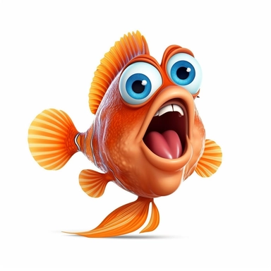 a cute and adorable fish making funny face, sticking tongue out, sarcastic, full body image, side view, pixar style, clipart