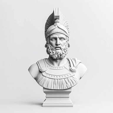 small ancient greek statue, vintage style, white background, clipart
