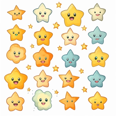 stars emoticon clipart minimalistic digital style