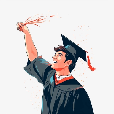 simple clip art style vector art style low detail holding throwing graduation cap