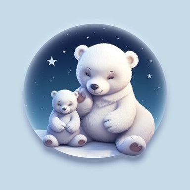 flat lay, png image, clip art: : christmas, celestial, moon, mother bear and baby bear,professional lighting,cinematic lighting, long shadows, saturated contrast, hyperdetailed,32k,v--5.0