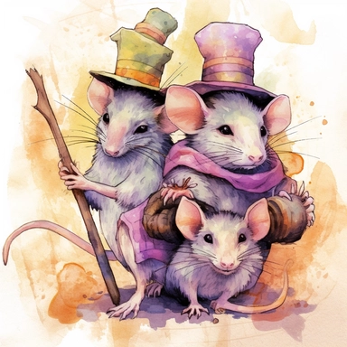 Pastel spooky halloween rats clipart image, in the style of mystic mechanisms, subtle pastel tones, pencil art illustrations, soft pastel tones, reimagined by industrial light and magic, litho printing, illusory images, watercolor clipart