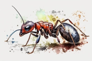 Watercolor clip art ant, HD on white background