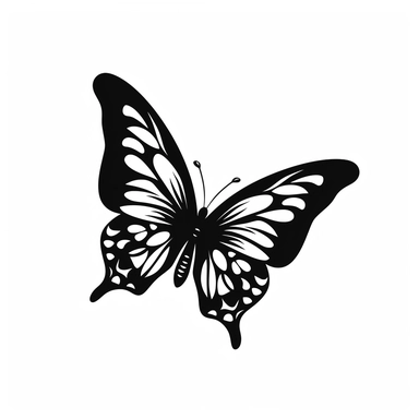 butterfly sideways profile in flight clip art simple black outline
