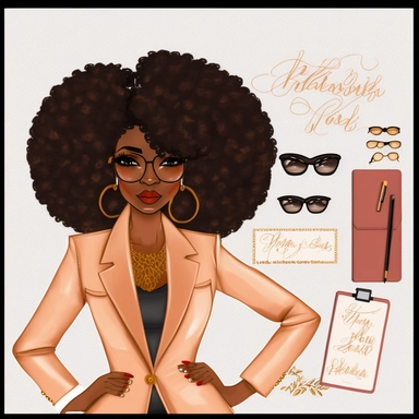 Lady boss clipart, Boss Babe clipart, Planner Girl Clipart, Fashion Girl Clipart, Boss Girl clipart, Afro girl clipart
