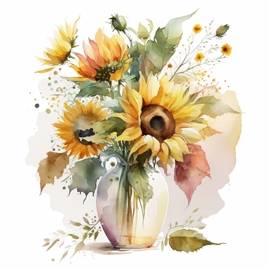 Journey into the realm of watercolor artistry and envision a radiant sunflower clipart floral bouquet adorning a vase. Against a backdrop of pure white, embrace the minimalist elegance that comes from the absence of captions or text. Allow the vibrant colors and delicate brushwork to speak for themselves, as you create a stunning masterpiece that captivates and inspires. These prompts offer different perspectives and themes to explore while highlighting the watercolor sunflower clipart floral bo