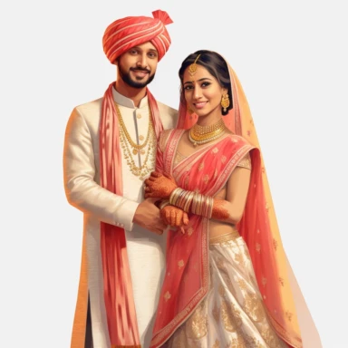 indian wedding clipart,cartoon art [full body] [hyper Real] [bride]
