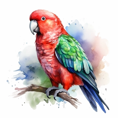 Australian King Parrot bird, water color style, clipart, white background