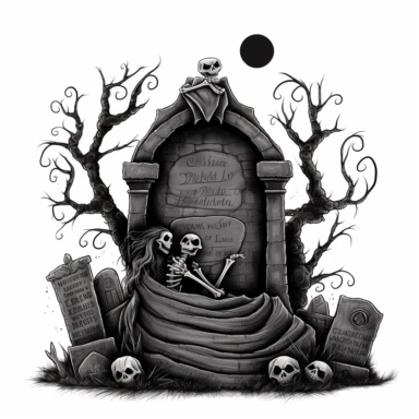 grave stone, nightmare before christmas style, isolated white background, clipart