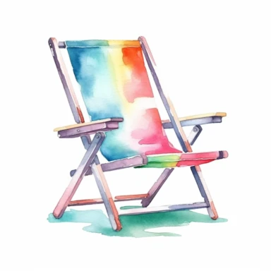 Summer Lawn Chair cliparts, watercolor, Minimalist, isolated white background, 8k