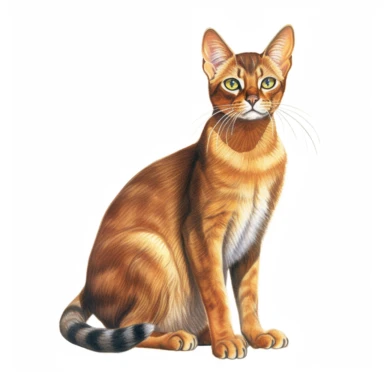 Abyssinian cat Clipart, painted cat clipart, cat illustration, realistic, white background