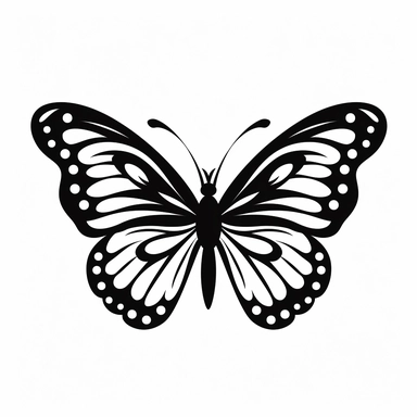 vector illustration, butterfly silhouette, svg, clipart, black outline, black and white, all white background, minimal