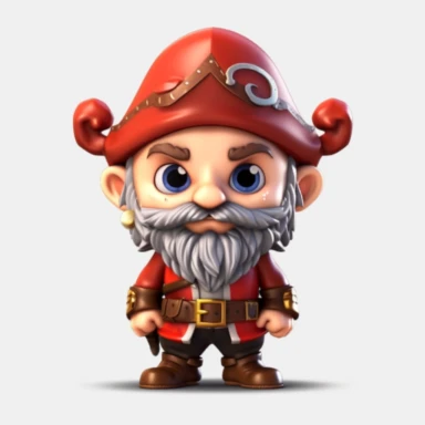clipart, male kawaii Pirate gnome, kawaii Pirate gnome, isolated on white background, no background
