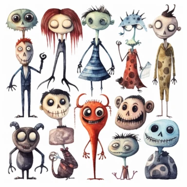 watercolor nightmare before christmas characters clipart