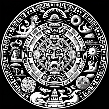 vector, clipart, mayan calender, black and white