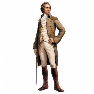 full profile arms and legs of william Clark , short brown hair, American history, clipart
