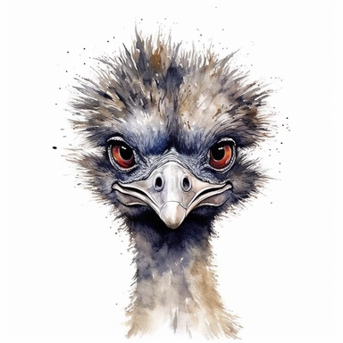 watercolour australian emu clipart, hd, on white background, spaced out,