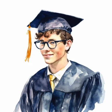 watercolor male student graduation clipart on a white background