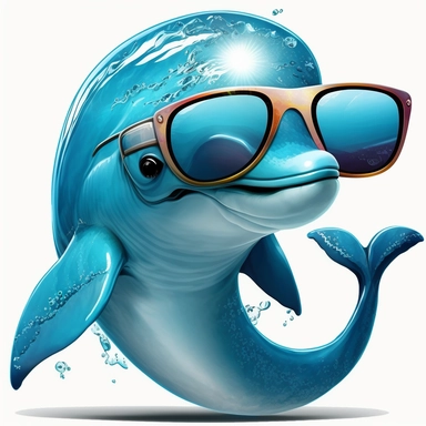 funny dolphin with sunglasses clipart