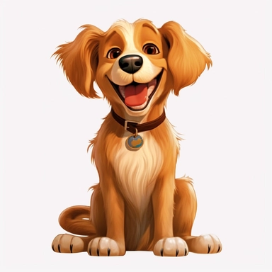 Cartoon Adult Dogs, Cartoon Adult Dogs Clipart, Cartoon Adult Dogs SVG, Dogs PNG Sublime, Dogs sublime, Adult Golden Retriever smiling, sitting, direct front view, isolated on white background, hd