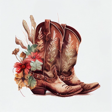 Cowgirl boots, Cowgirl clipart, Wild west, Western, Country girl, Cowboy boots, Watercolor, photorealistic. 4k, vector