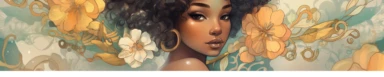 banner for an etsy shop that sells beautiful clipart and coloring pages and is very juvenile elegant aesthetic and fresh, style of alphonse mucha black girl inclusive, style of mariola budek, artistic