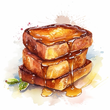 realistic french toast watercolor clipart on white background
