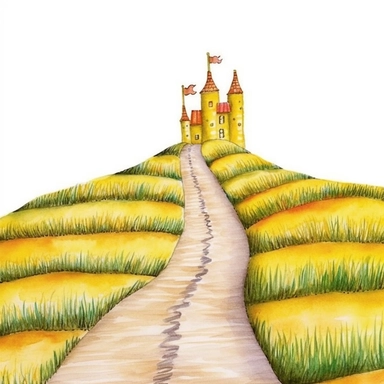 Yellow brick Road clipart from The Wizard of Oz, watercolor, white background