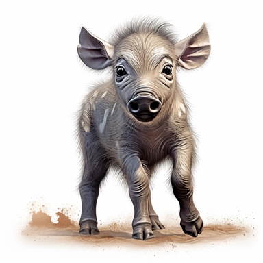 warthog safari baby animal photorealistic clipart,on white background