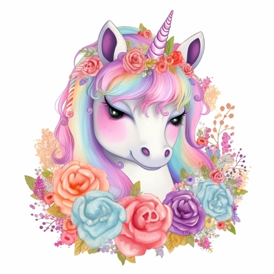 white background Clipart detailed cute painting of an adorable floral baby unicorn with light pastel rainbow hair and white sparkling horn with big baby blue eyes shy little with roses pastel pinks roses and reds roses all around pastel colourful flowers vivid clear detailed roses pansies and lavender all around clipart detailed cartoon style cartoon of happy cute little tiger beautiful sparkling and pearls Clipart image shimmer and shells and starfish pastel flowers all around pastel light colo