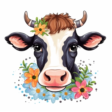 Continue your creative journey as you immerse yourself in the creation of a captivating cow clip art file. Envision a charming and delightful illustration of a cow, free from any background, that will later be converted into the versatile SVG format. Let your artistic expression flow as you focus on capturing the essence of a cow's personality through expressive features. Pay attention to the cow's endearing facial expression, eyes, nose, and ears. Bring out their unique qualities and create a c