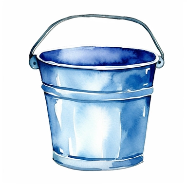 clipart watercolor blue beach bucket, simple, white background