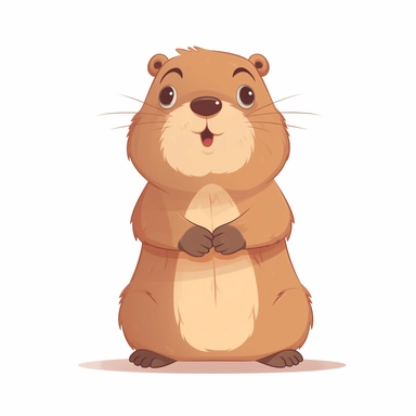 cute baby Groundhog clipart, happy, animal only, isolated on white background, illustration, pastel colors, no shadow, vector, high definition, Full HD, 8k