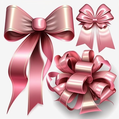 Pink Glam Ribbons and Bows Clipart - cute Christmas or birthday present gift png clip art graphics