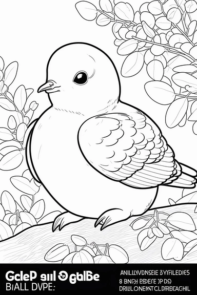 a cute and happy dove, black and white clipart for a kids coloring page, simple and clean line art, illustration style,